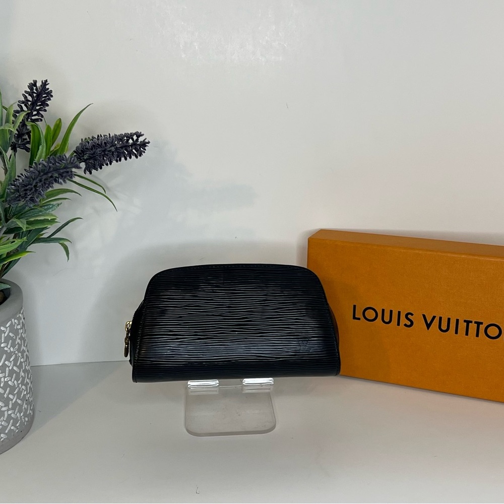 Louis Vuitton Black Epi Leather Cosmetic Pouch